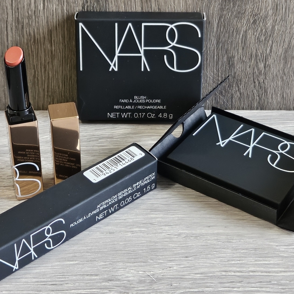 NARS Powder Blush DEEP THROAT & Sensual Shine Lipstick HIGH GEAR Duo MSRP $68